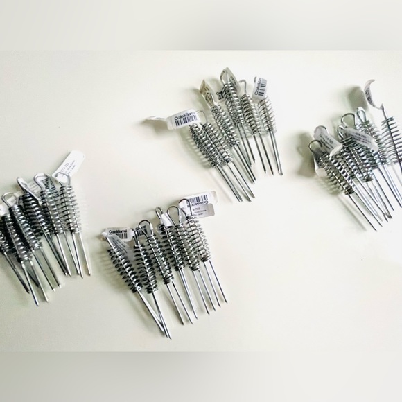 CRATE & BARREL Chrome Spiral Corn Pick (374-725) Made in Japan (set of 6) NEW - Picture 2 of 5